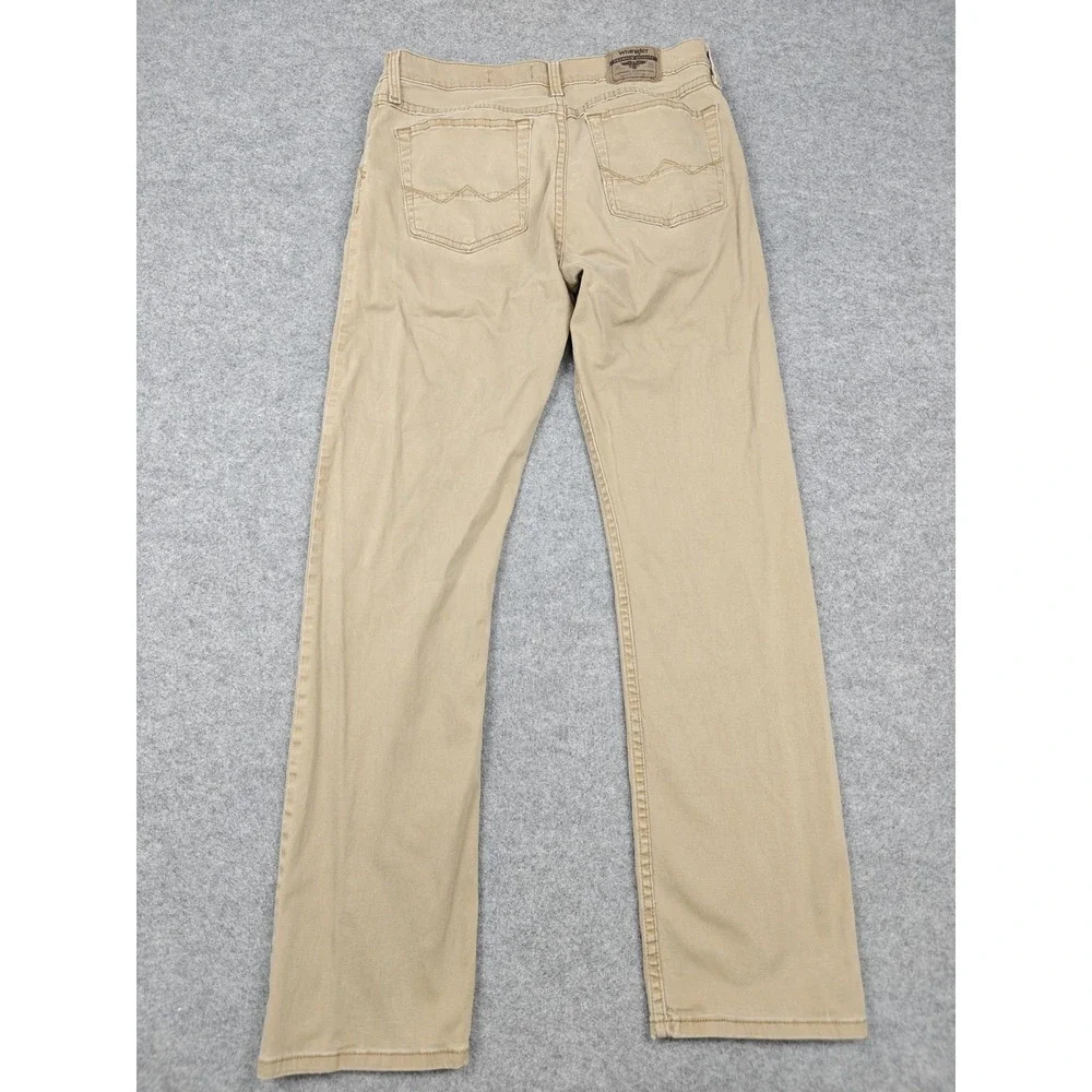 Wrangler Jeans Mens 32x32 Beige Light Wash Slim Straight Stretch Denim Pants